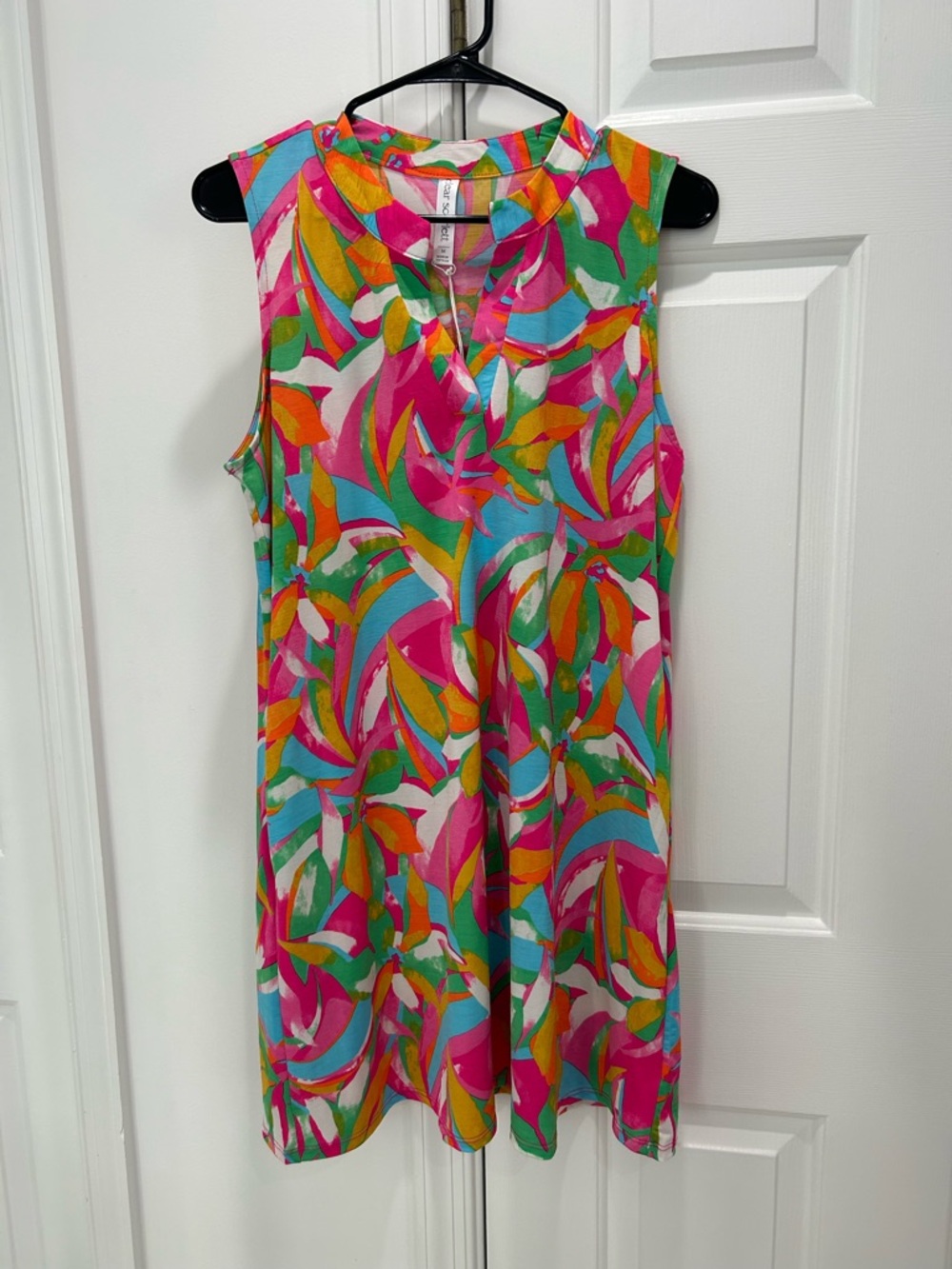 Pink Multicolor V-Neck Tropical Print Dress
